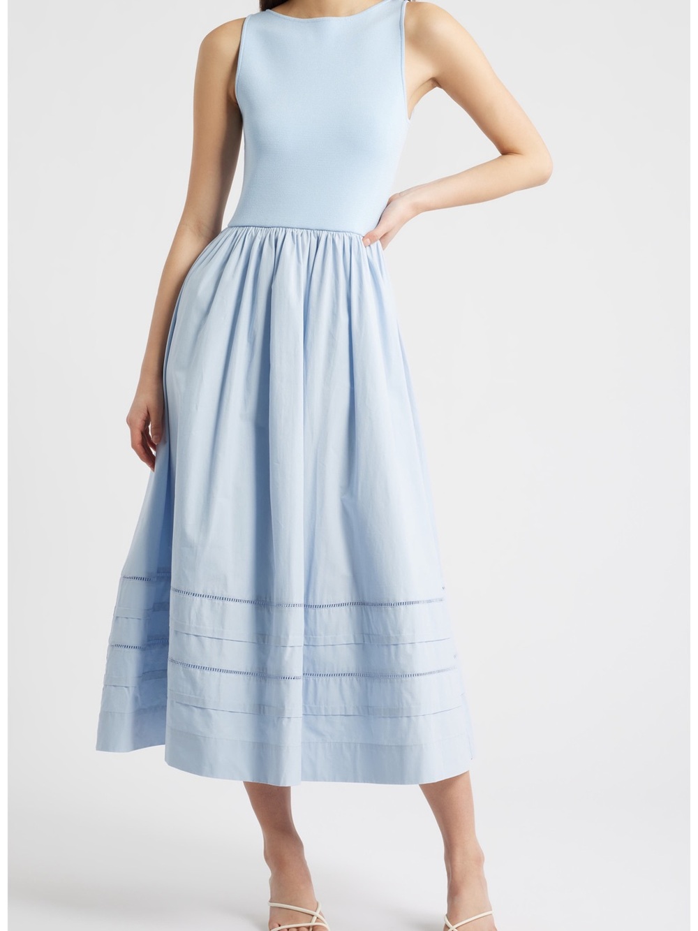 Moon River Light Blue Midi Dress